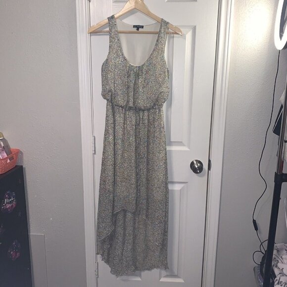 Bebop Bird Print Multi Colored Hi Low Spring Maxi Elastic Waist Dress Size Small - Picture 2 of 9